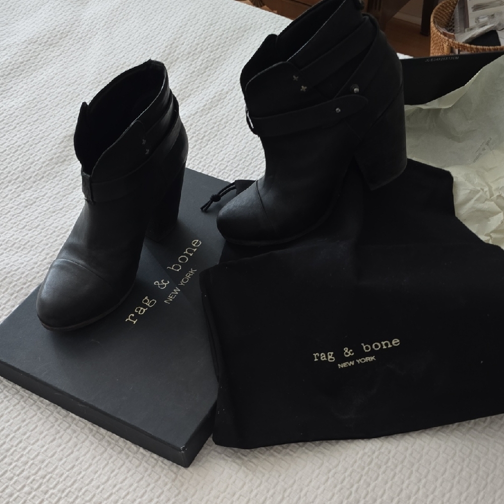 Rag & Bone Black Suede Ankle Boots with Side Zipper